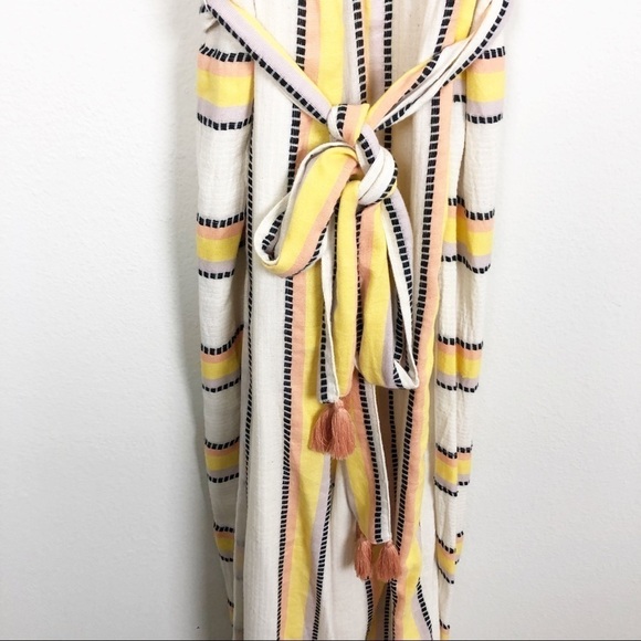 Saylor Patrice Striped Cotton Slit Leg Jumpsuit Small Embroidered Summer Beach - Picture 5 of 7